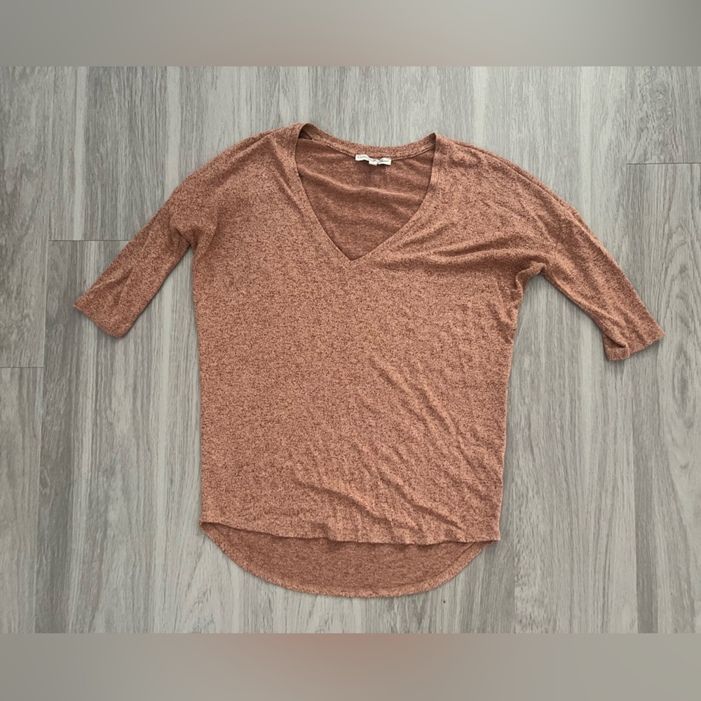 Express Women's Brown V-Neck Blouse xsmall